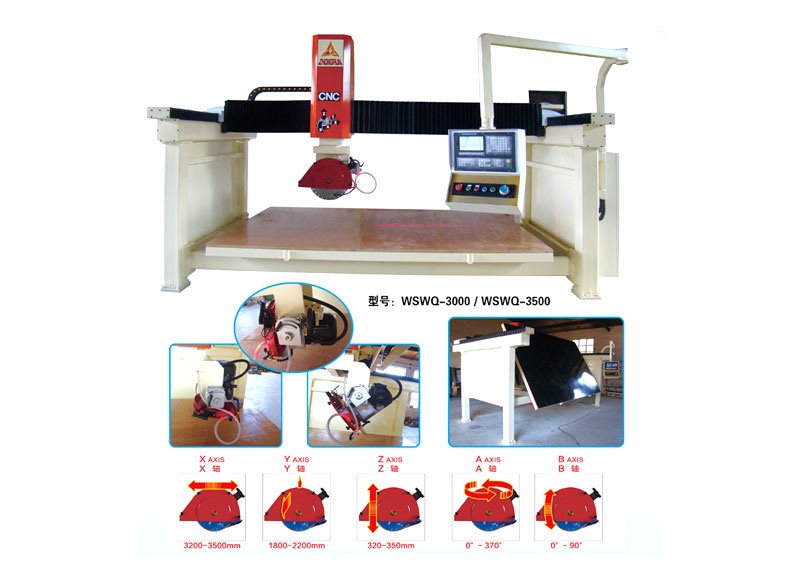 Five axis four linkage CNC bridge cutting machine